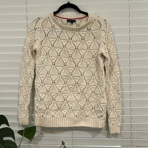 TOMMY HILFIGER ✨ Cream White Knit Sweater Collegiate Business Size Small S